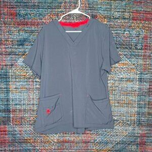 Carhartt womens gray an pink trim Force vneck scrub top XL